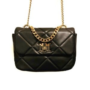 Badgley Mischka Black Gold Chain Quilted Crossbody Bag NWT